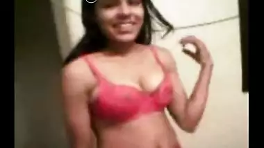 Red Two Piece At The Bathroom