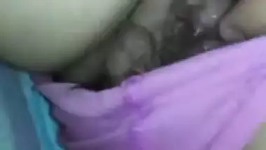 Desi wears her sex violet panties and puts hand down there in XXX clip