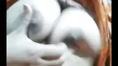 Young Bengali girl boobs pressing and fingering pussy