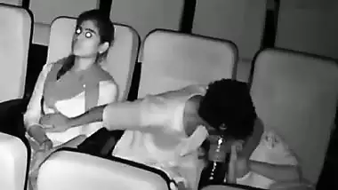 Threesome romance in theatre caught in night vision